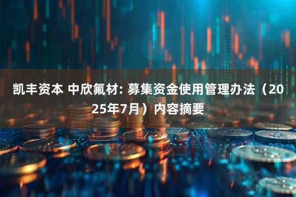 凯丰资本 中欣氟材: 募集资金使用管理办法（2025年7月）内容摘要